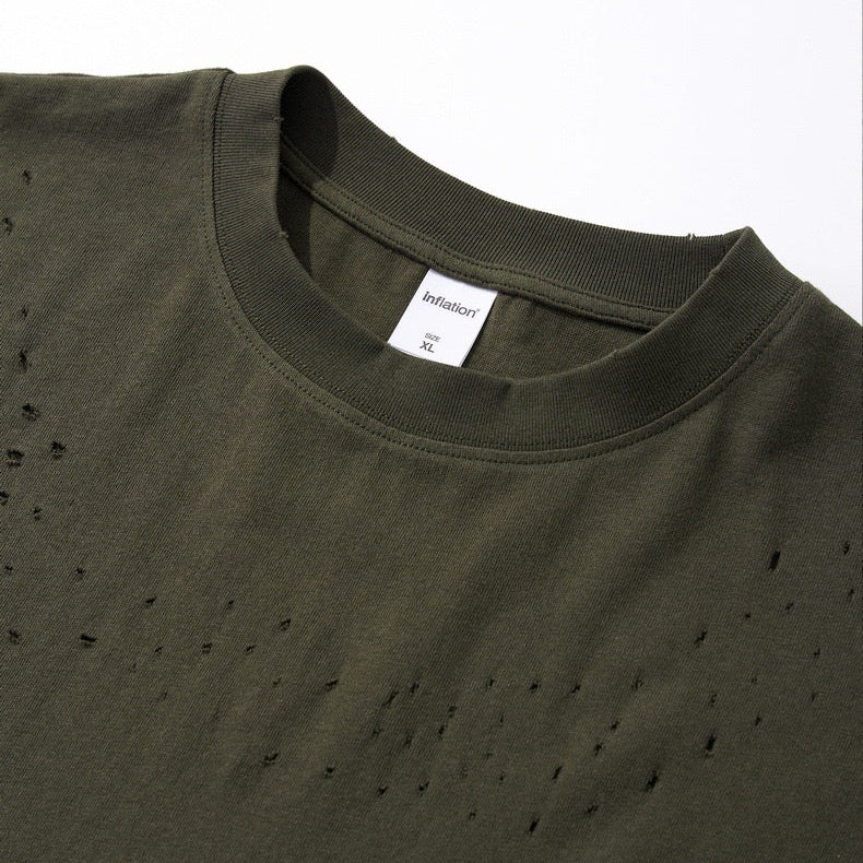 S0459 American-style distressed pure cotton reflective sports T-shirt