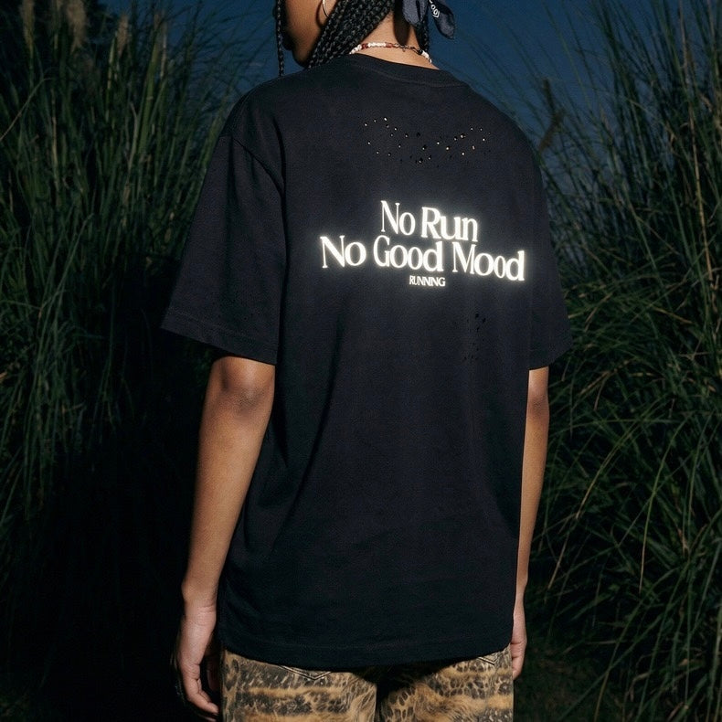 S0459 American-style distressed pure cotton reflective sports T-shirt