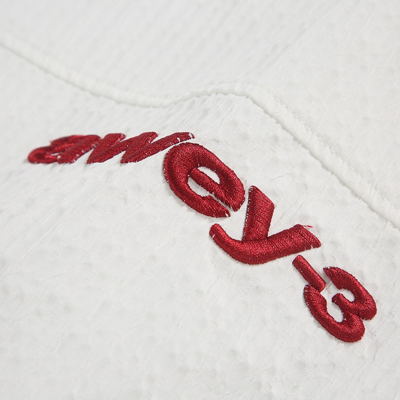 S0464 New Japanese Style Trendy Striped Embroidered Letter Shirt
