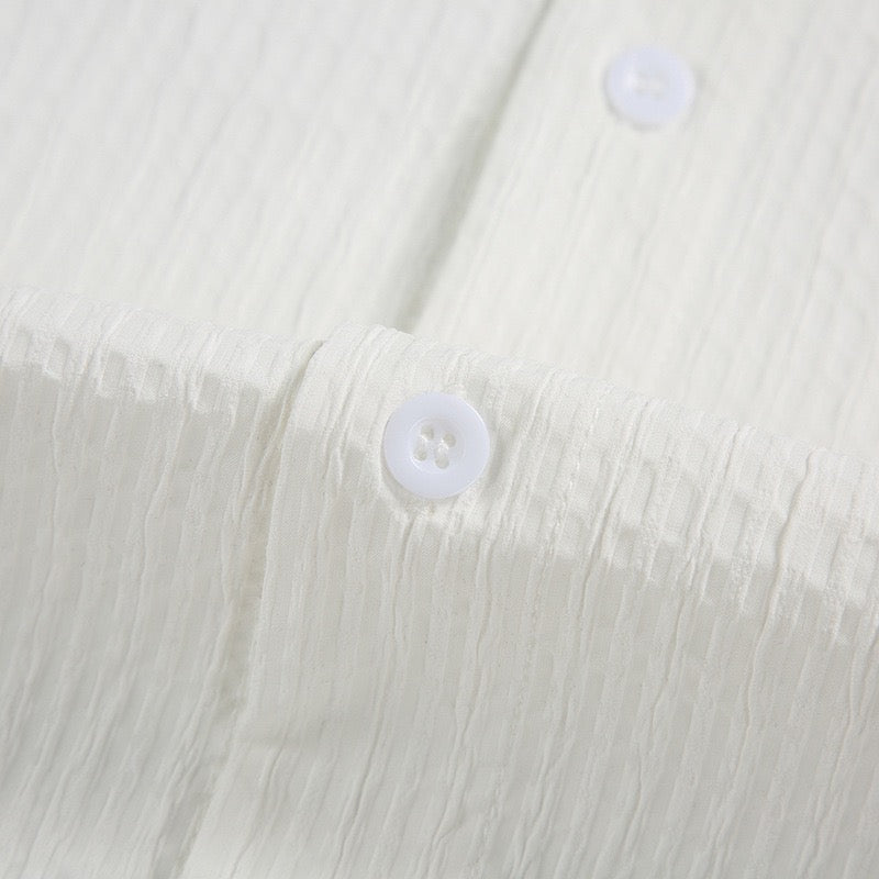 S0464 New Japanese Style Trendy Striped Embroidered Letter Shirt