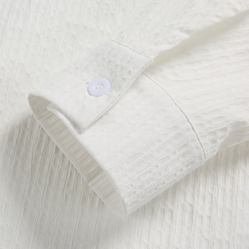 S0464 New Japanese Style Trendy Striped Embroidered Letter Shirt