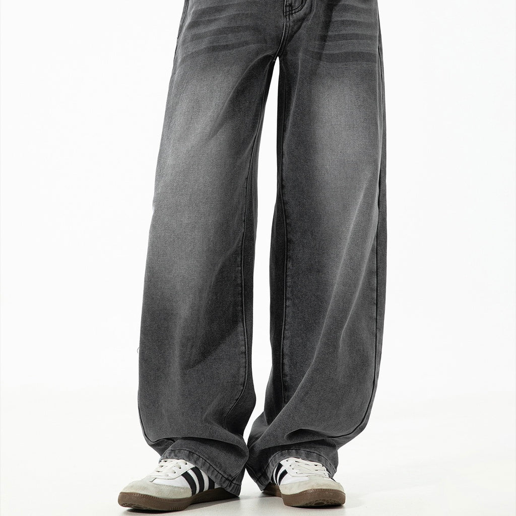P0165 American retro distressed washed silhouette new fall style trendy straight-leg jeans