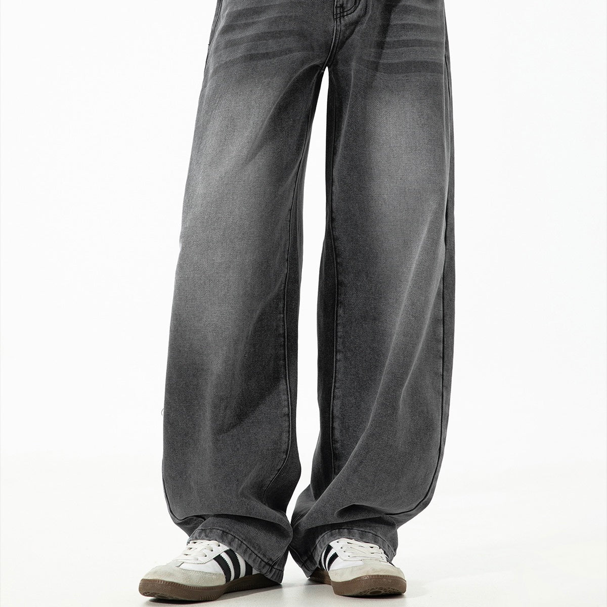 P0165 American retro distressed washed silhouette new fall style trendy straight-leg jeans
