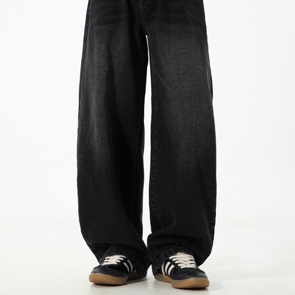 P0165 American retro distressed washed silhouette new fall style trendy straight-leg jeans