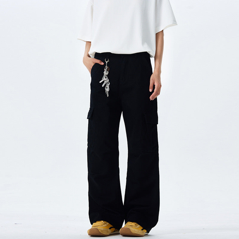 P0166 American high street Maillard washed retro high street loose straight wide-leg overalls