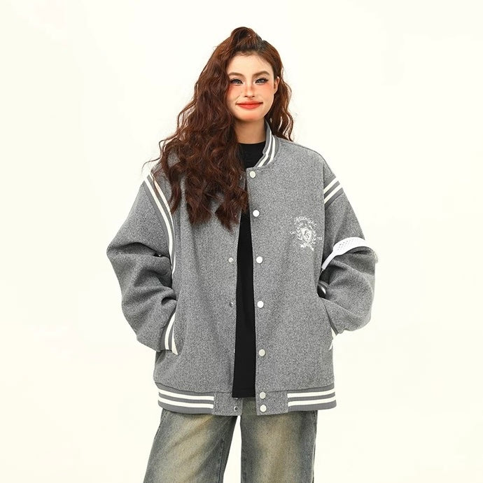 S0334 American retro college style splicing baseball jacket