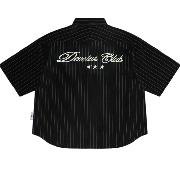DV003 KATE PINSTRIPE SHIRTS - BLACK
