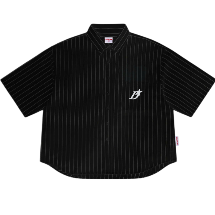 DV003 KATE PINSTRIPE SHIRTS - BLACK