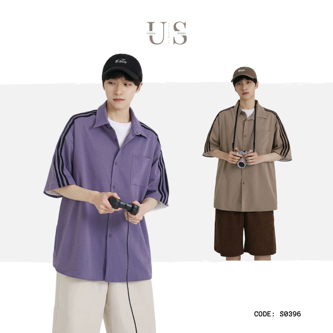 S0396 New Retro Collared Casual Oversize Short-Sleeve Shirt