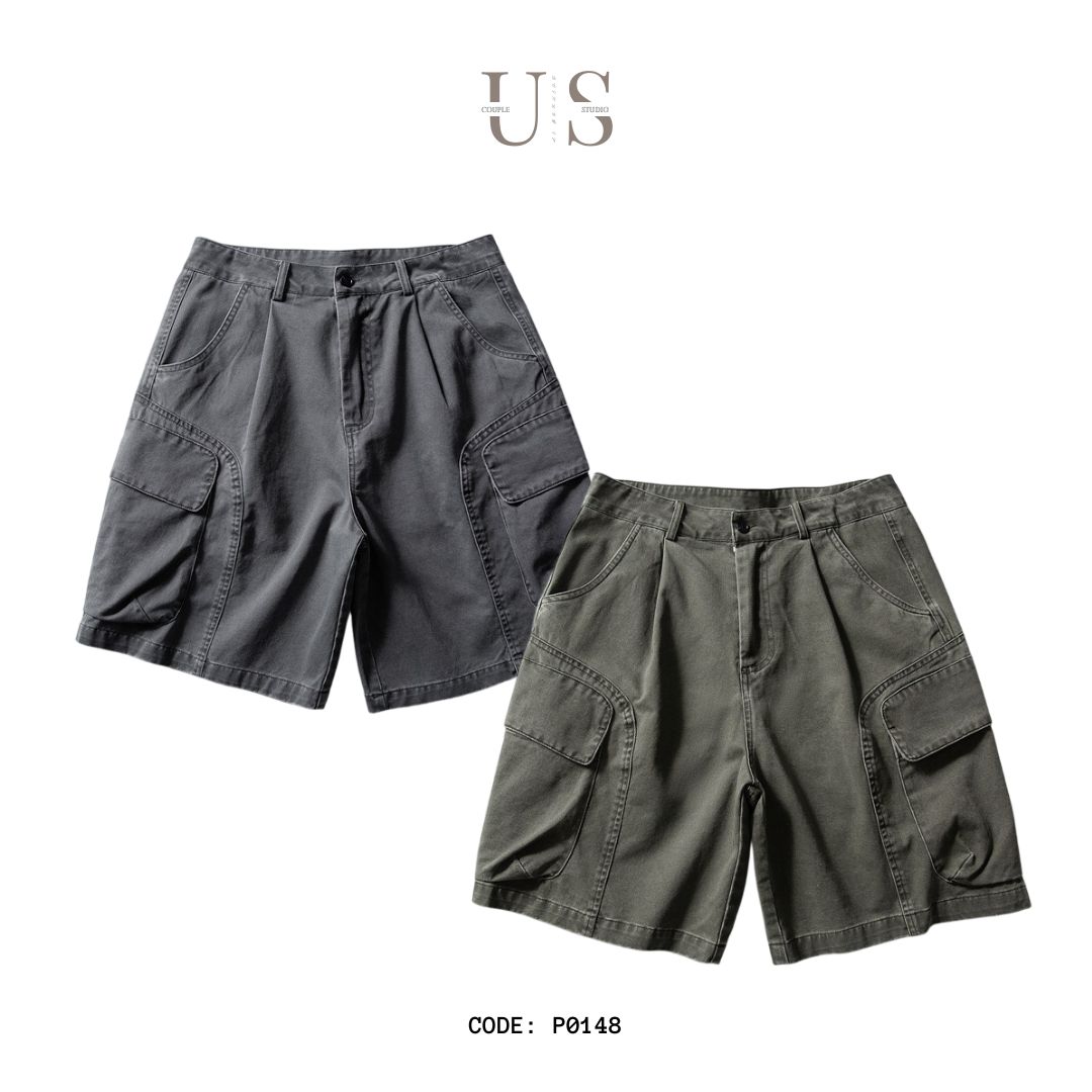 P0148 AIMATARGET Retro washed large pocket Cargo shorts