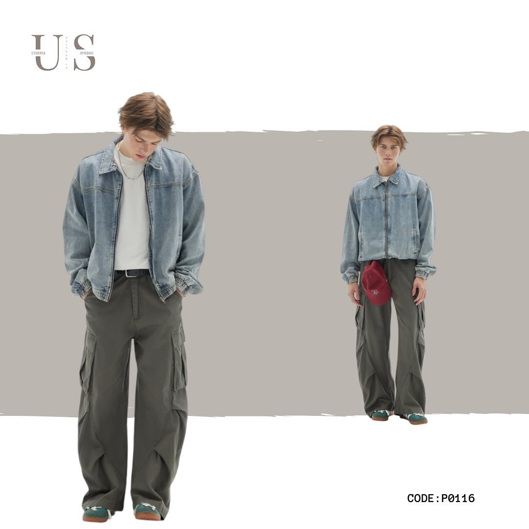 P0116 Japanese straight multi-pocket cargo pants
