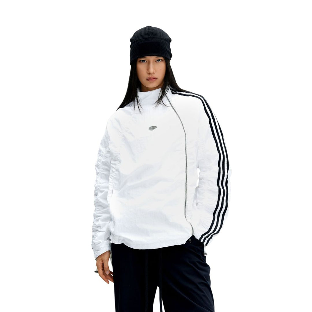 S0482 American Retro Unisex Nylon Sports Jacket – Diagonal Zipper