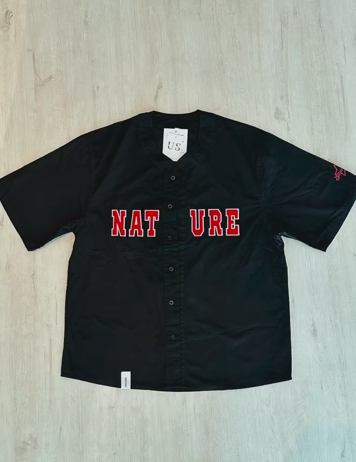 S0018 Oversize Casual Label Embroidery Loose Short Baseball Shirt