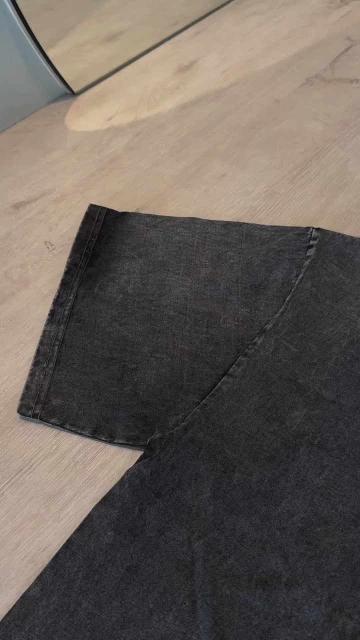 S0133 American retro distressed printed loose short-sleeved T-shirt