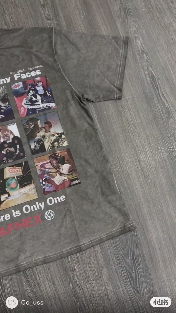 S0185 American Old School Print Vintage oversize T-shirt