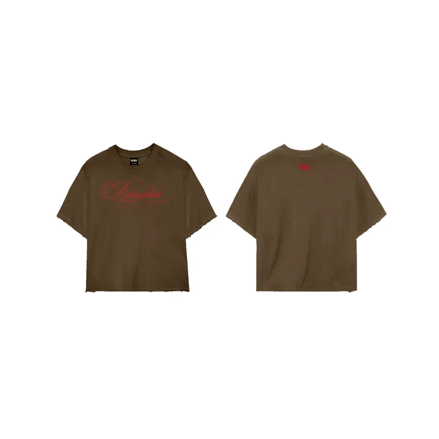 RVB007 CALLIGRAPHY Boxy T-Shirt - Brown